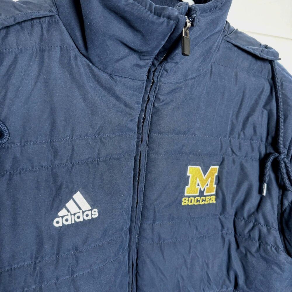 Adidas Michigan Wolverines Soccer Jacket Mens M Navy Insulated Puffer NCAA Team